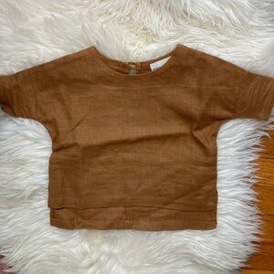 Rust Brown Linen Crop Top